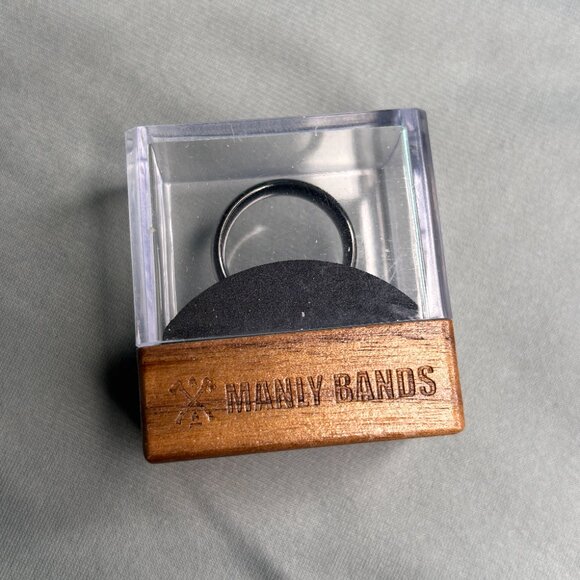 Black Tungsten Koa Ring for Men - Picture 7 of 7